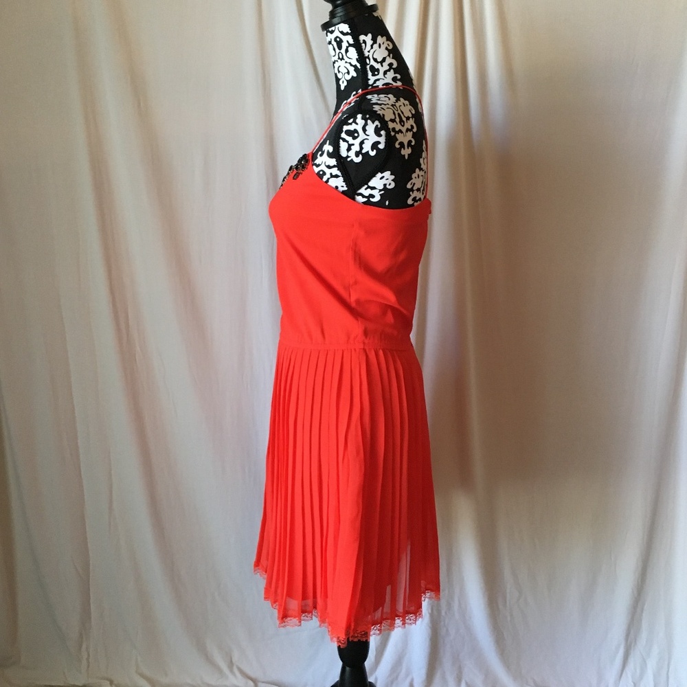Victoria's Secret 2010 Red Satin Black Rhinestone Embellished Dress, Size XS - Picture 5 of 15